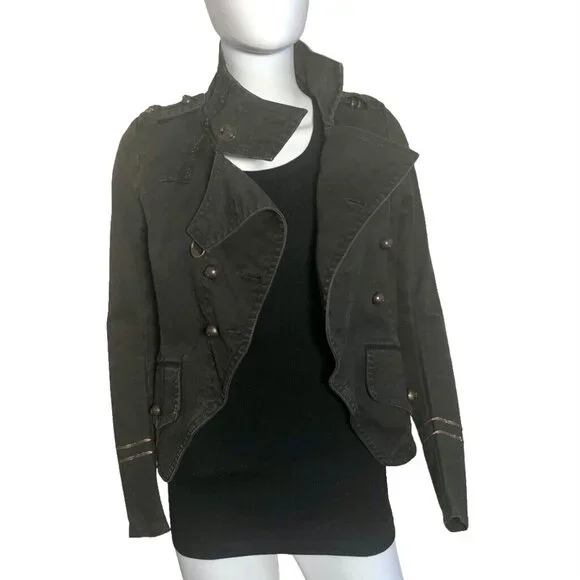 Rare Share Spirit Japan Military Jacket in Charcoal Gray - Picture 9 of 15